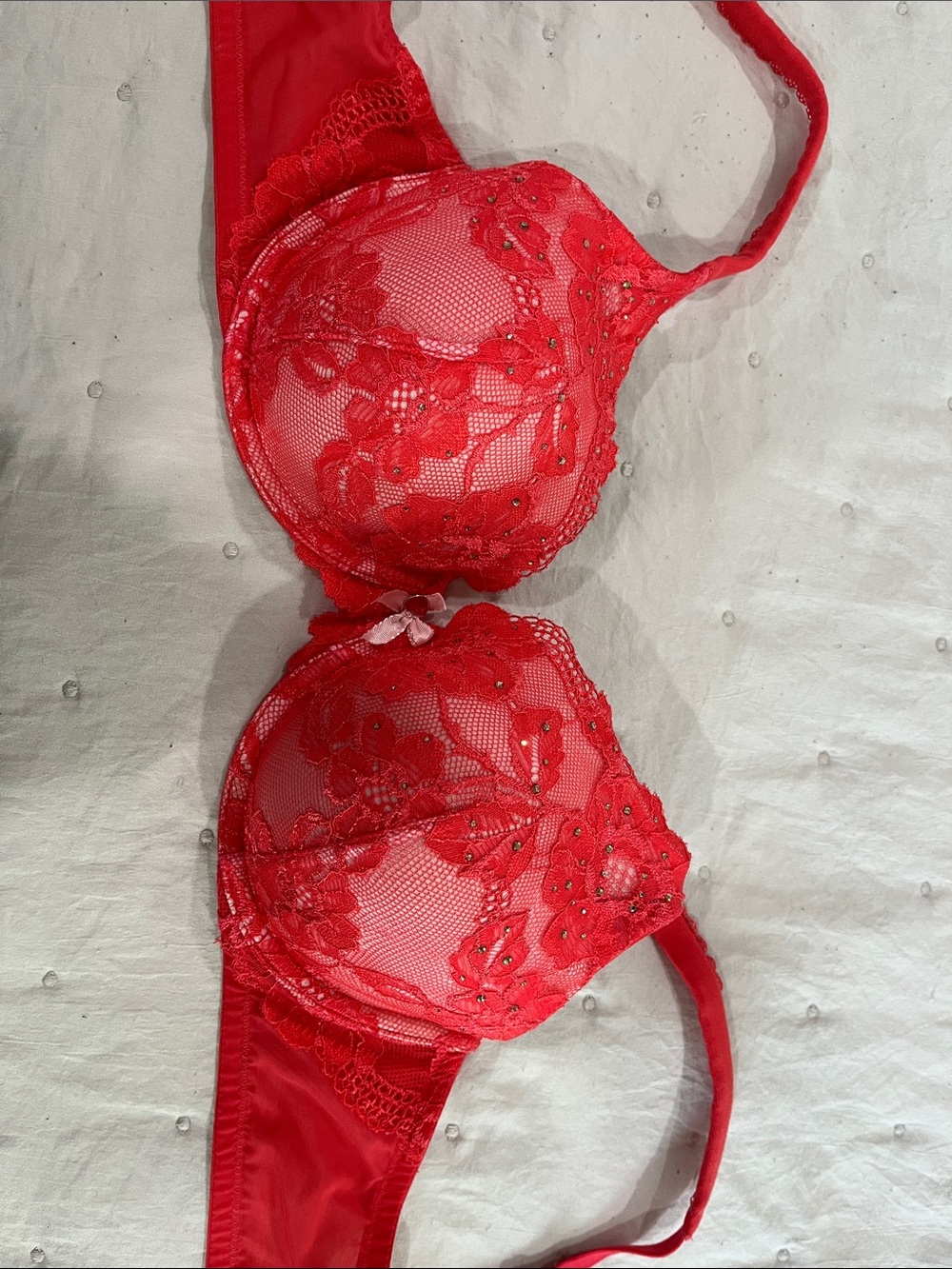 Victoria's Secret Red Lace Embroidered Underwire Bra